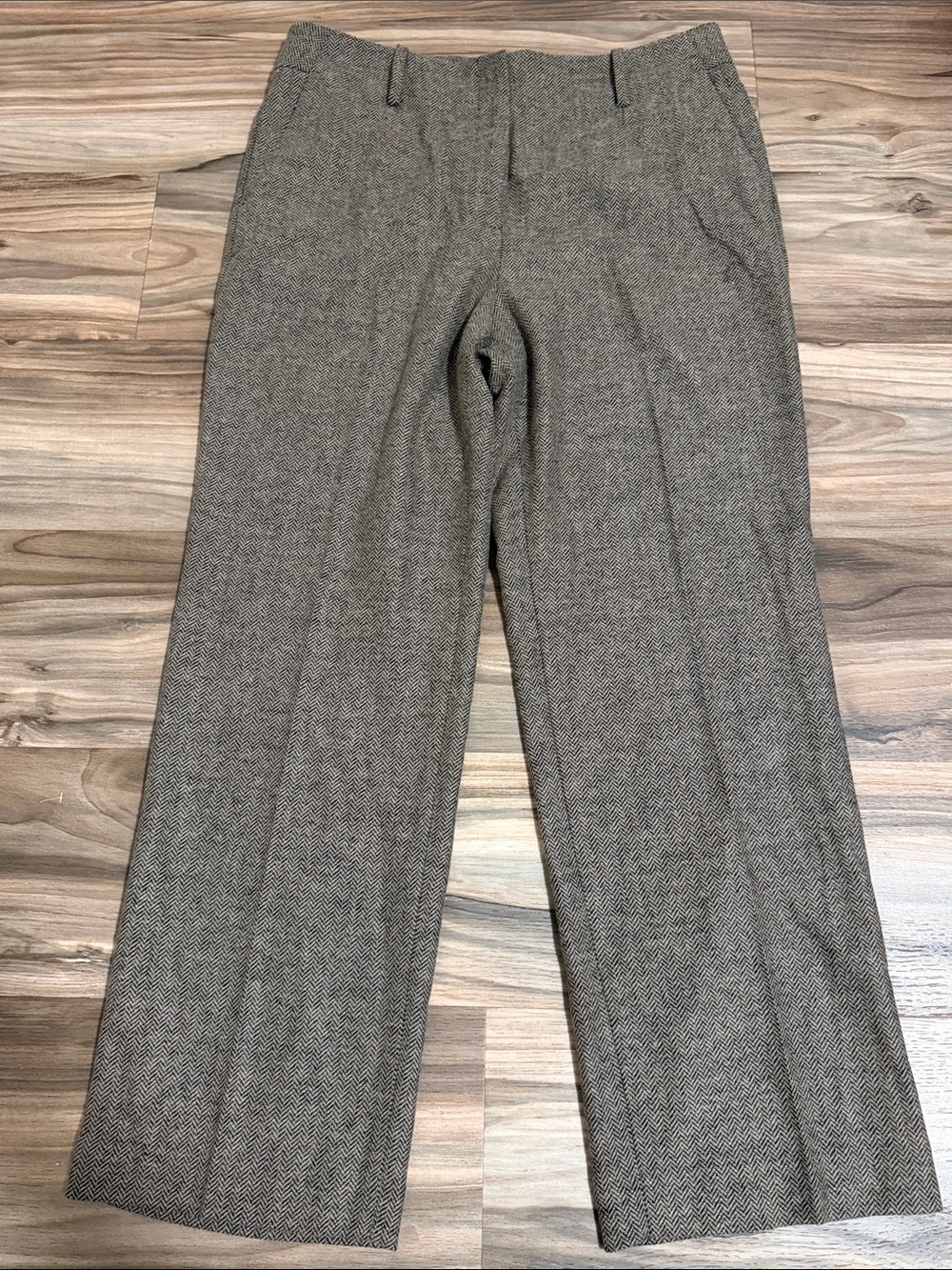 Talbots Wide Leg Trouser Pants Size 18 Black Tan Herringbone Wool Blend Womens